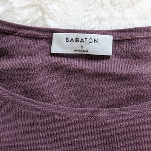 Aritzia Babaton Sculpt Knit Forefront Long Sleeve Cropped Crewneck Mauve Small